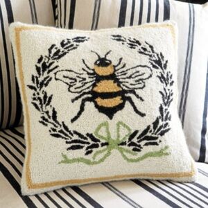 Ballard Designs Bumblebee Hooked Wool Throw Pillow